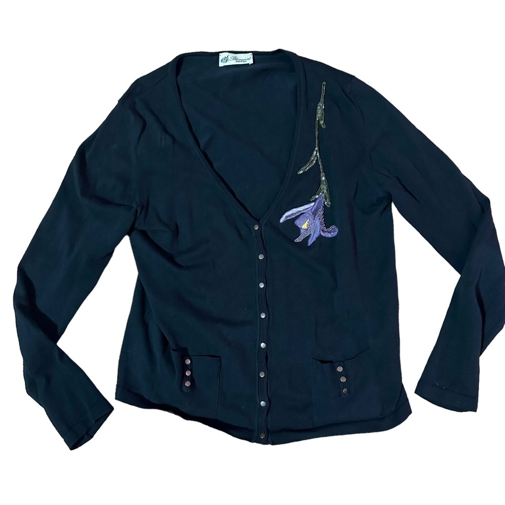 Blumarine Black Floral Cardigan Size P